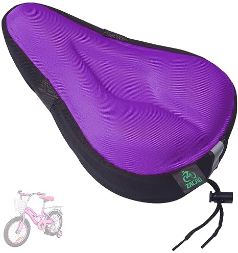 Zacro Gel Kids Bike Seat Cushion Cover for Boys & Girls, Anti-Slip Bike Seat Cover for Toddler, Breathable & Extra Soft Memory Foam Child Bicycle Saddle Padded with Reflective Strip, 9x6