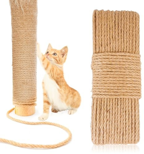 Corde en sisal naturel de 4 mm pour griffoir à chat, ficelle pour griffoir, pièces de rechange pour chatons, arbre, chats, tour de tapis, grattoir, 50 m