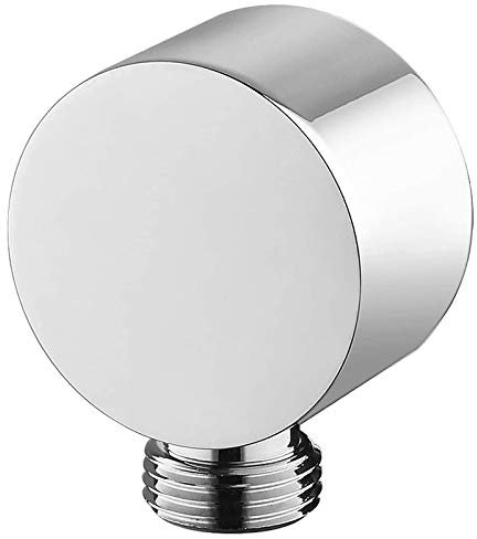 Bumdenuu - Codo de alimentación para pared, accesorios de conector de manguera de ducha para montaje en pared, redondo, de latón, G1/2 pulgadas, salida de agua para ducha de plata
