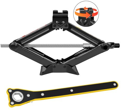 HSHa Scissor Jack - 2 Ton, Heavy Duty Car & SUV Jack, 110-390 mm, Labor-Saving Design, Black