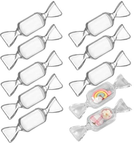 Eabdice 10 Piezas Contenedores Plástico en Forma Caramelo, Plástico Contenedor Forma Caramelo, para cajas de regalo de dulces, almacenamiento de artículos pequeños (transparente)
