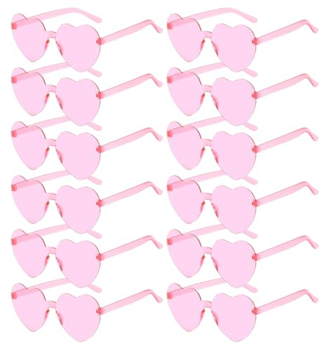Sprinlot Gafas de Sol Corazón, 12 Pares Gafas de Sol Corazón Rosa, Gafas de Sol Corazón de Boda, Divertidas Gafas de Cumpleaños Fiesta de Carnaval Cosplay