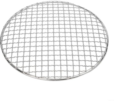 Malla redonda para barbacoa, red de parrilla redonda de acero inoxidable, bandeja para hornear, parrilla de barbacoa, rejilla de cocción redonda de alambre cruzado (25 cm)