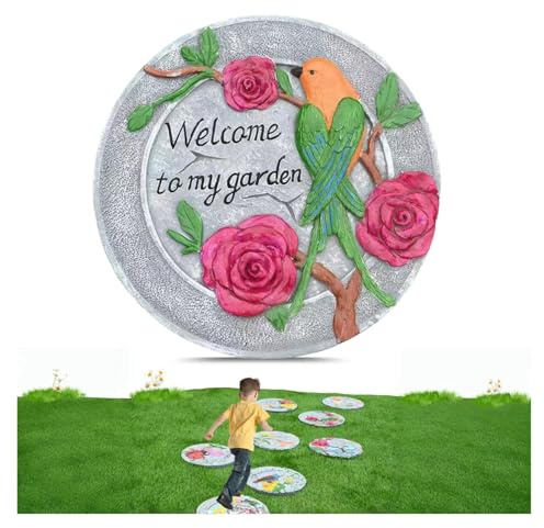 Round Garden Stepping Stones de resina piedra de paso decorpara jardín, 10 pulgadas para pavide de piedra de rodadura del paseo del jardín para emular yaral aire libre césped piedras de decoración(Sty