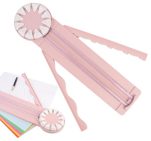 Multifunctional 12 in 1 Paper Cutter, Paper Trimmer, Paper Cutter Guillotine, The Cutting Edge, Paper Craft Edge Cutter, for Photo Card Postcard Scrapbook Art (Pink)