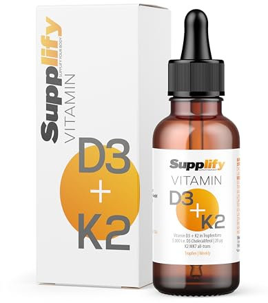 Vitamin D3 + K2 (30ml) - Hoch bioverfügbar & vegan - Vitamin D3 hochdosiert - Laborgeprüft und in Deutschland produziert - Premium Vitamin K2: 99,7+% All-Trans (K2VITAL® von Kappa)