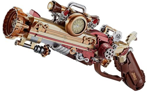 MISINI M6610 Feurige Rosen Vintage Pistole Baukasten Set, 899 Pcs Steampunk Pistole Construction Set, Mittelalterlich Waffen Gewehr Modell, Gun Spielzeug Klemmbausteine für Kinder Alter 6+