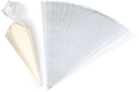 KÜCHENPROFI Bake - Juego de mangas pasteleras desechables (10 unidades, plástico de alta calidad, ideal para crema, helado, con adaptador profesional de cocina y boquillas)