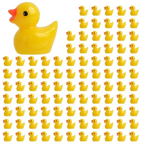 100 PCS Mini Canard en Résine Mini Canards, Canards Miniatures, Petites Figurines Décoratives pour Bricolage, Aquarium, Jardin et Maison de Poupée, Canards Miniatures Réalistes et Mignons