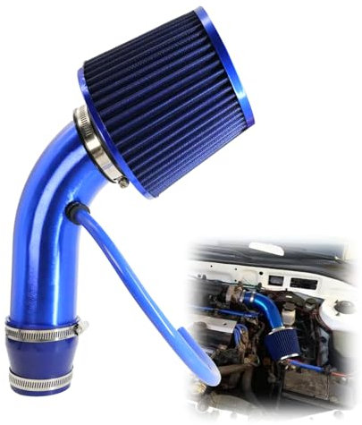 Flewdart kit admission direct universel 76mm, filtre à air conique, kit filtre a air voiture, d'admission d'air en Fibre de avec Tuyau