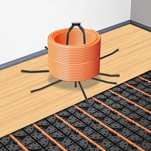 Max.400LBS Dérouleur de tuyau pour chauffage au sol pour tuyau composite PEX PERT AL/PEX Double roulement Chauffage au sol Dérouleur de câble avec sac