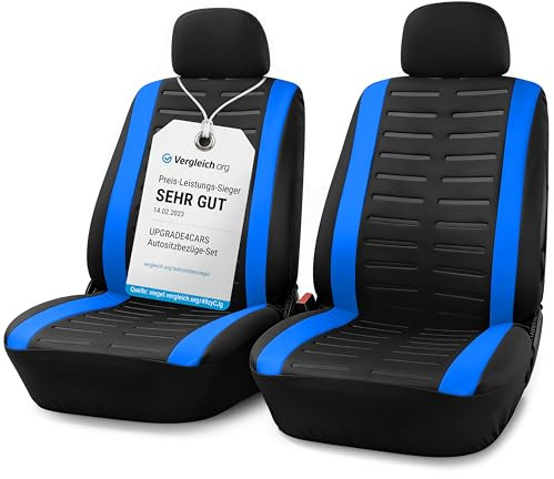 Upgrade4cars Fundas para Asientos Delanteros Set Versión 2026 | Fundas Protectores Universales en Azul para Conductor y Acompañante | Accesorios Coches Interior Decoración