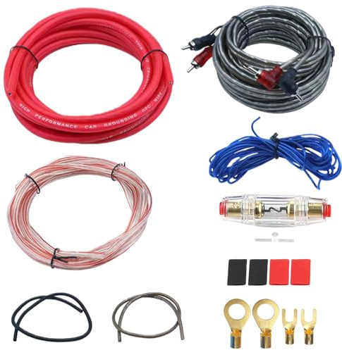 GBKDQQ Set di 7 cavi subwoofer, 4GA, amplificatore per auto, set di cavi per subwoofer, 5 m, set di cavi per amplificatori auto, cavo audio per subwoofer, sistema HiFi