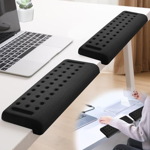 2 Stück L-Förmige Handballenauflage Tastatur, L-förmige Schreibtisch EdgeRest, Memory Foam Tastatur Handauflage, Rutschfeste Armauflage für Schreibtischkante, Abnehmbar,Schwarz