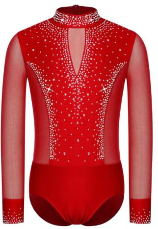 Sxiwei Garçon Unie Pour La Danse Leotard Justaucorps Gymnastique Ballet Rouge 9-10 ans