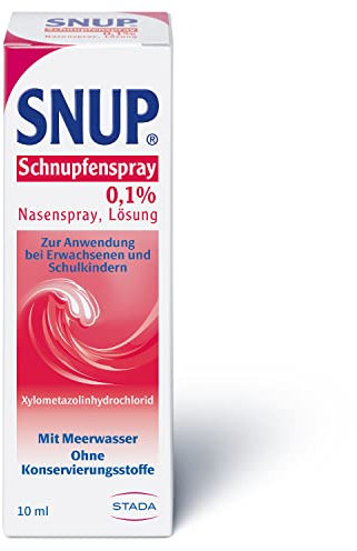SNUP Schnupfenspray 0,1% - Nasenspray mit Meerwasser - Lösung zur Abschwellung der Nasenschleimhaut bei Schnupfen - 1 x 10 ml