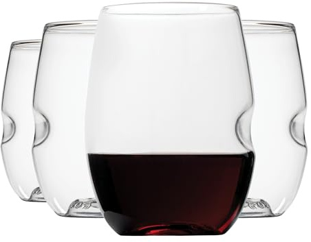 GOVINO Stemless Plastic Wine Glasses Gift Set of 4, 16oz/473ml | Unbreakable Reusable Tumbler Drinking Glasses Wine Gifts for Red White Wine Lovers