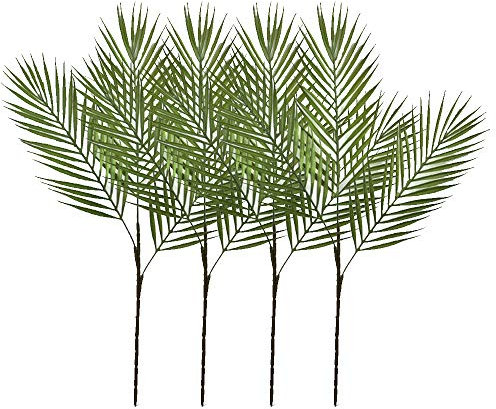 Aisamco 4 Piezas de arbusto de Hoja de Palma Tropical Artificial Planta con 3 Hojas de plástico Verde Planta de Palma Areca 68 cm de Alto para Acento de vegetación Tropical Arreglo Floral