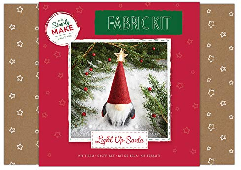Simply Make Christmas Fabric Craft Kit - Light Up Santa, Festive Fabric Material Craft, for Adults and Teenagers, for The Most Wonderful Time of The Year - Christmas! Including All of The Accessories