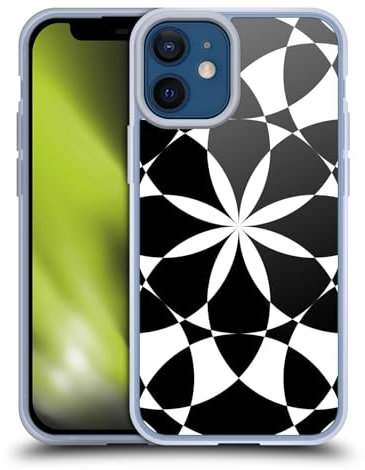 Head Case Designs Officially Licensed PLdesign Black And White Geometric Gel Case [Military Grade Protection] Compatible with Apple iPhone 12 Mini and Compatible with MagSafe