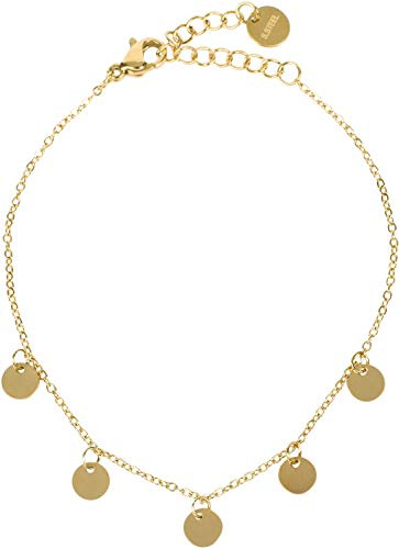 styleBREAKER Pulsera de Acero Inoxidable para Damas con 5 Colgantes de Monedas y Cadena de eslabones, Joyas, Cadena de Ancla, medallones 05040187, Color:Dorado