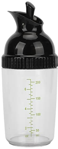 200ML Salad Dressing Shaker, Leak-Proof Salad Dressing Mixer Bottle with Pour Lid for Oil Vinegar Soy Sauce Marinade for Kitchen Cooking Meal Prep Black