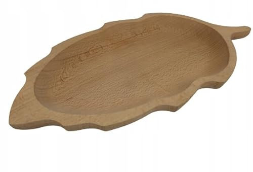 Wooden World - Piatto decorativo in legno per servire cibi e antipasti - forma di foglia