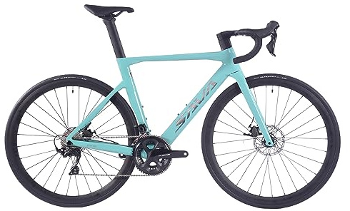 SAVADECK Bicicleta de Carretera de Carbono, T800 Marco de Fibra de Carbono 700C Bicicleta de Carreras con 105 R7000 22S Groupset y Freno de Disco mecánico Bicicleta de Carbono Ultraligera (White, 51)