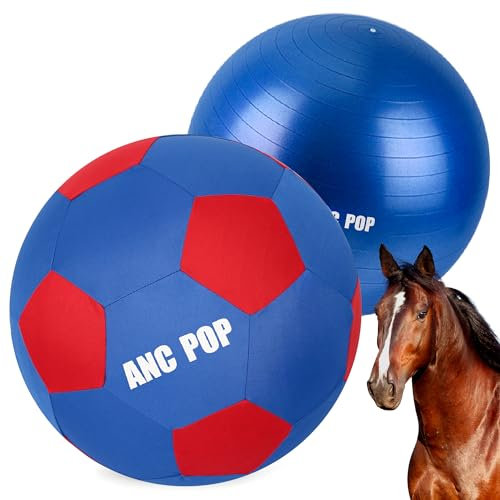 ANC POP Herding Ball für Pferdeball und Abdeckung, 101,6 cm, groß, zum Spielen, Hüteball, Pferde-Spielzeug für Pferde, Blau und Rot
