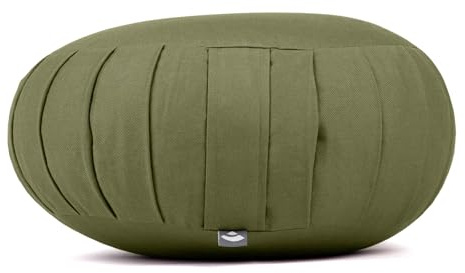 Bodhi Coussin de méditation Zafu ECO | Coussin de yoga traditionnel classique rond avec soufflets | Housse 100 % coton bio | Coussin d'assise haut de yoga avec rembourrage en épeautre bio | Hauteur