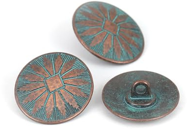 5 PCs Vintage Based Alloy Round Metal Sewing Shank 25mm Buttons Antique Copper Color DIY Clothing Decoration (Circle Antique Copper)