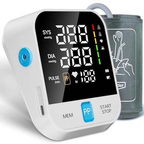 Blood Pressure Monitor for Home Use with Upper Arm Wide Range Cuff (8.7-15.7 Adjustable) & LED Display, Automatic Digital BP Machine Storage Bag, 240 Memories for 2 Users White