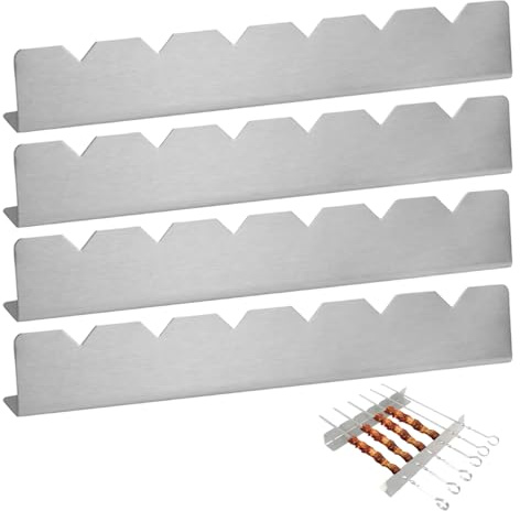 MINGBOLIN Supporto per spiedini in acciaio inox, set da 4 (6 posti), per barbecue e campeggio, stabile base in acciaio inox