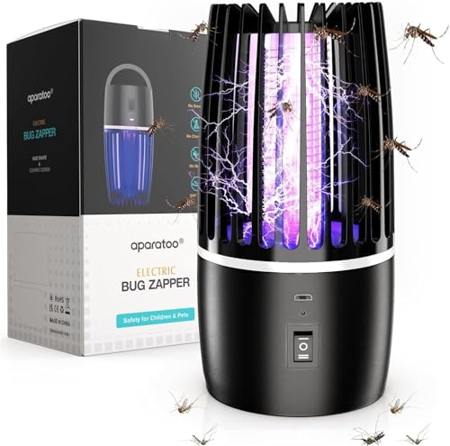 Lámpara Antimosquitos, Diseño Silencioso con Luz Nocturna, Mata Mosquitos Eléctrico 4000mAh con Luz UV 365nm, Atracción y Eliminación Completa, Adecuado para Interior y Exterior