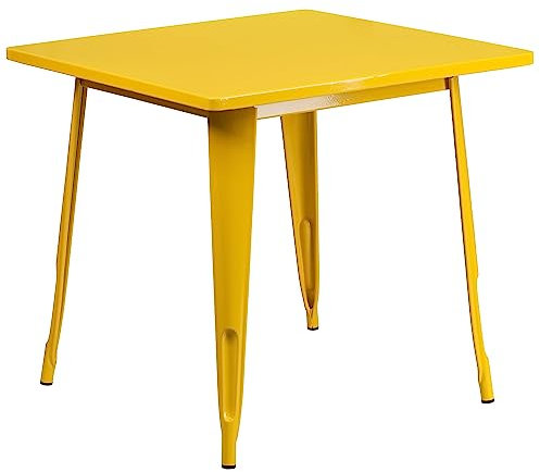 Flash Furniture Felix Tisch für Innen- und Außenbereich, quadratisch, 80 cm, Gelb