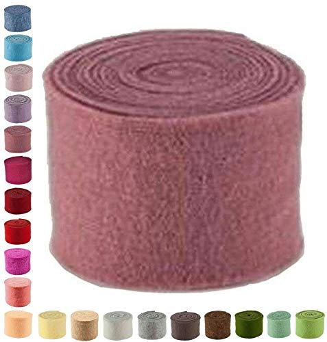Hochwertiger & Widerstandsfähiger Filz – Breite 15cm / Länge 5m - Topfband/Bastelfilz/Wollfilz – Große Farbauswahl – Dehnbar & Druckelastisch – Tischdekoration Ostern/Weihnachten (Altrosa)