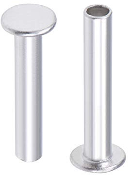 sourcing map 50 Pcs 5mm x 28mm Aluminum Flat Head Semi-Tubular Rivets Silver Tone