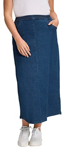 Ulla Popken Gonna Jeans da Donna, Blu Jeans Scuro, 52-54