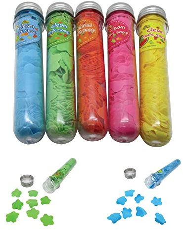 Gadgetime USA Flower Paper Soap Sheets (Assorted Colors) - Portable Disposable Travel Bath Confetti - for Indoor, Travel, Camping, Hiking, Outdoor (5 Tubes)