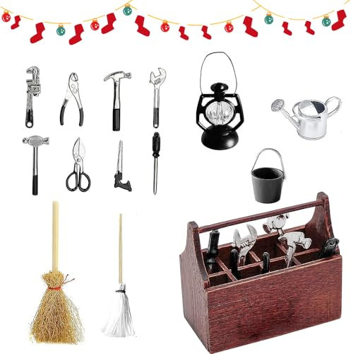 Miniatur Werkzeug,14PCS Wichtel Werkzeugkiste,Mini Werkzeugkasten Wichtel,Wichtel Zubehör Werkzeug,Wichtel Werkzeug,Miniatur Wichtel Zubehör Werkzeug,Wichtel Werkzeug Set