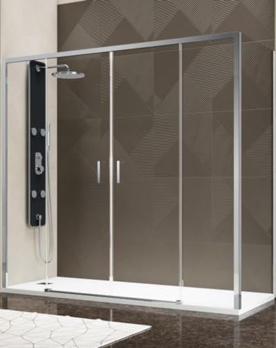 Duschkabine 80 x 170 cm, Höhe 200 cm, 1 festes Glas + Öffnung 4 Kristalle in der Mitte für den Eingang, transparentes Kristallglas