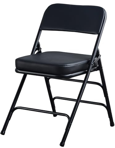 KAIHAOWIN Folding Chairs with Ultra Thick Padded Seat Foldable Chair Indoor Comfortable Metal Chairs with Soft Cushion-Black