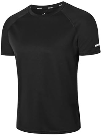 ZENGVEE Mens Gym T-Shirts Breathable Quick-Drying Gym Tops Black