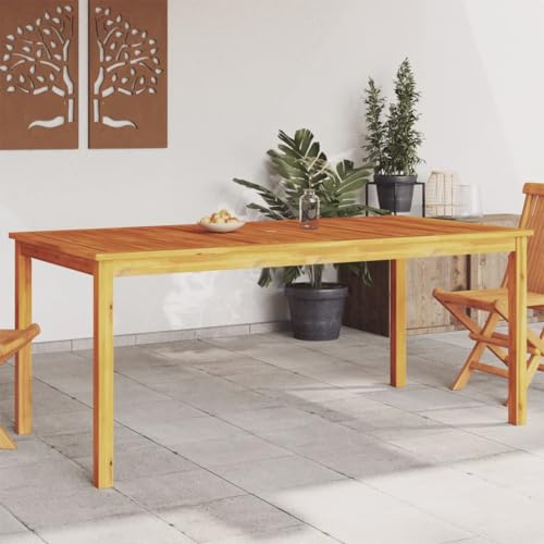 Mesa de Comedor Exterior, Mesa Jardín Exterior 180x90x75 cm con Tabla de Madera Maciza de Acacia Natural, Resistente a la Intemperie y UV, para Terraza, Jardín o Camping, Color Marrón Natural