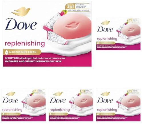 Dove jabón en pastilla Dragon Fruit para cara, cuerpo y manos, 90 g (Paquete de 5)
