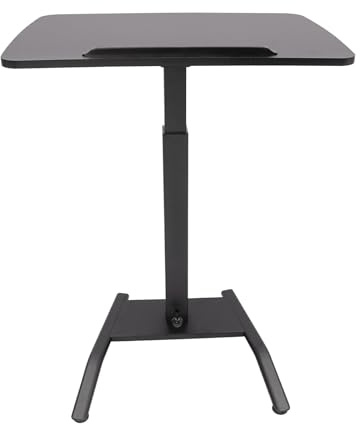 trggvvrt Adjustable Rolling Laptop Desk, Standing Lifting Desks, Adjustable Podium Desk, Tilting Laptop Lectern Speakers Podium for Home Office, 25.5 Lx17 W, Black
