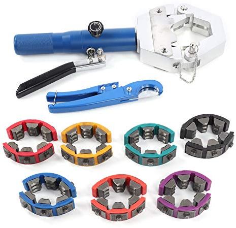 Chrees hydraulisk A/C-slang-press-set, bärbar handpressverktyg med aluminiumlegeringsmatris-set, för verkstadsreparation och beadlock-montering