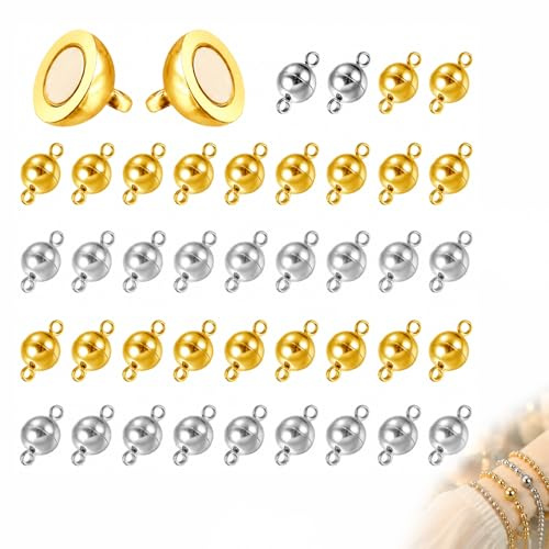 40 Fermaduras Magnéticas Para Joyas, 8mm Oro&Plata, Fermaduras De Cadena Magnéticas Fuertes Para Collar Pulsera Fabricación Y Reparación De Joyas DIY