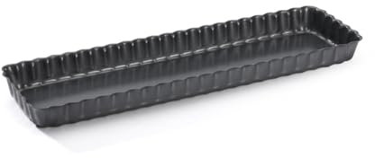 de Buyer - geriffelte rechteckige Tortenform mit abnehmbaren Boden - 35,6 x 10,2 x 2,7 cm - 4708.36, Schwarz