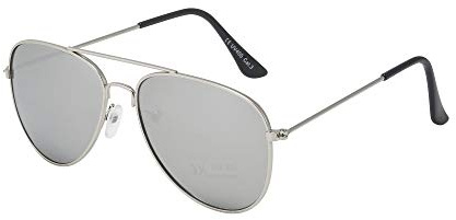 Kids Sunglasses Girls Boys Children Classic 80s Retro Style Shades UV 400 Protection (Silver)